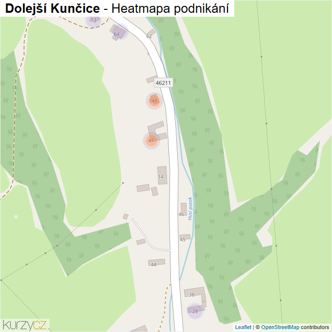 Mapa Dolejší Kunčice - Firmy v části obce.