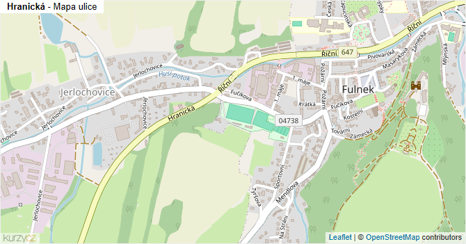 Hranická - mapa ulice
