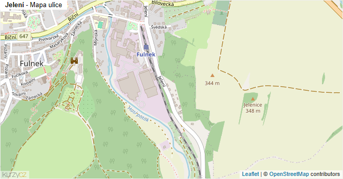 Jelení - mapa ulice