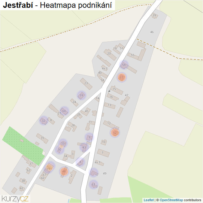 Mapa Jestřabí - Firmy v části obce.