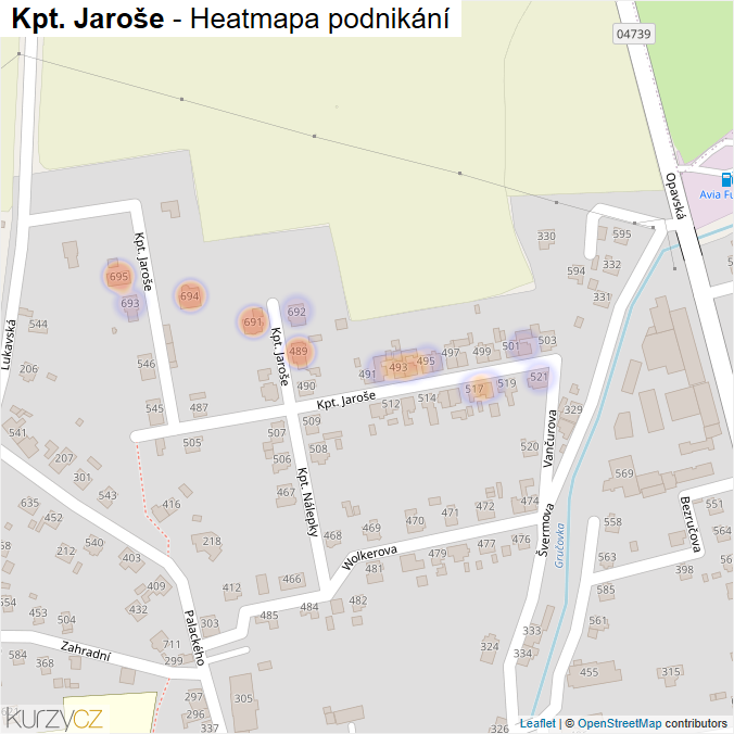 Mapa Kpt. Jaroše - Firmy v ulici.