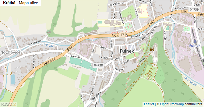 Krátká - mapa ulice