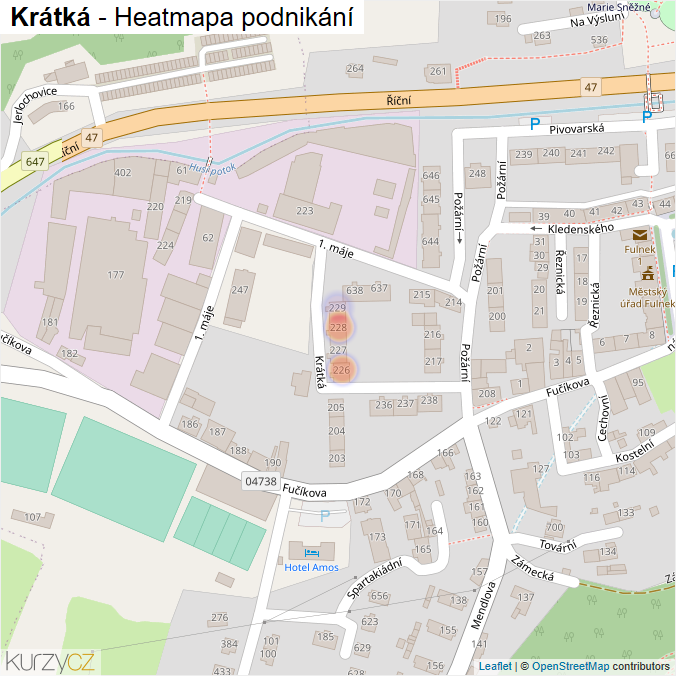 Mapa Krátká - Firmy v ulici.