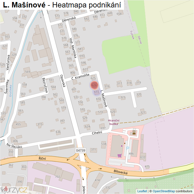 Mapa L. Mašínové - Firmy v ulici.