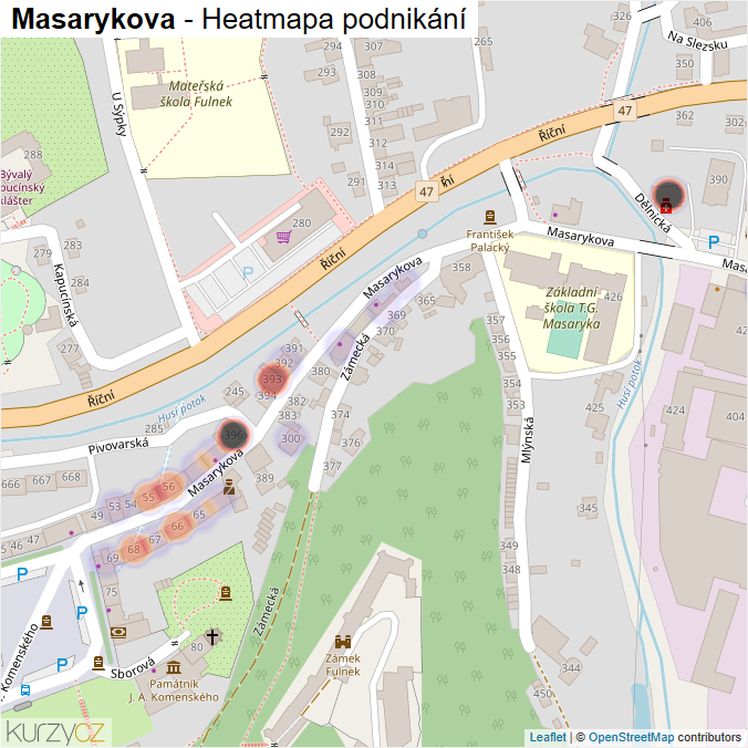 Mapa Masarykova - Firmy v ulici.