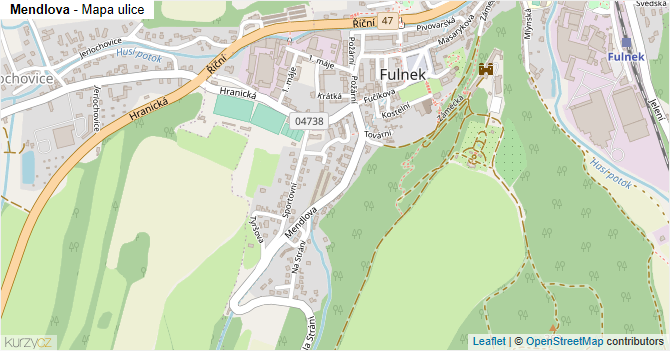 Mendlova - mapa ulice