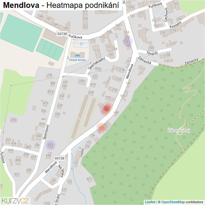 Mapa Mendlova - Firmy v ulici.