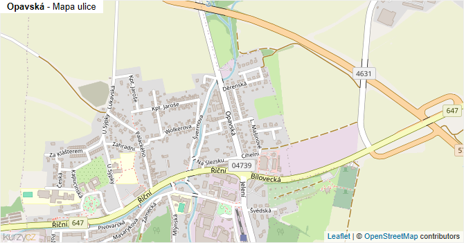 Opavská - mapa ulice