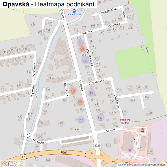 Mapa Opavská - Firmy v ulici.
