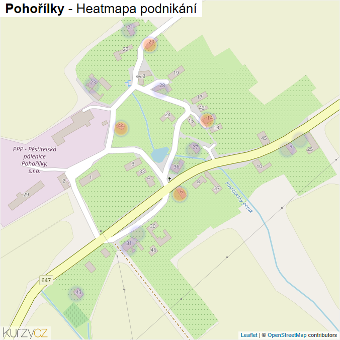 Mapa Pohořílky - Firmy v části obce.