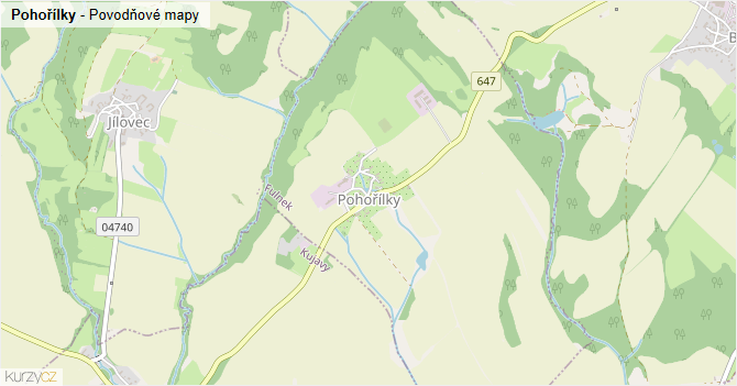 Pohořílky - záplavové mapy stoleté vody