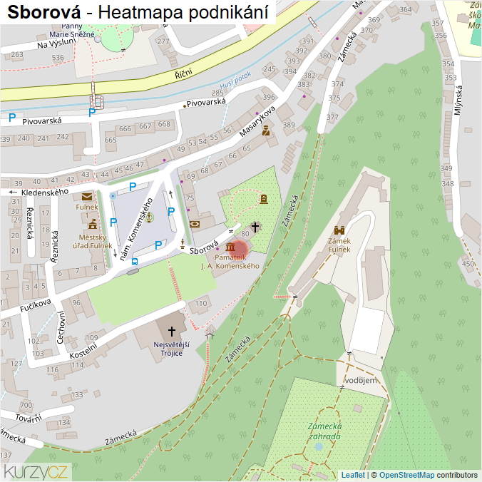 Mapa Sborová - Firmy v ulici.