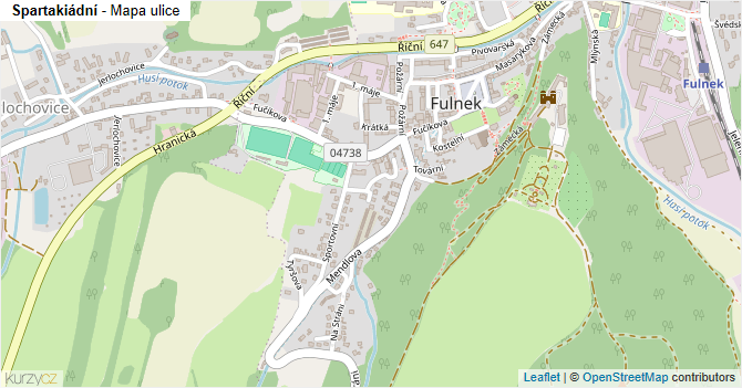 Spartakiádní - mapa ulice
