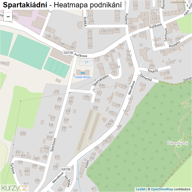 Mapa Spartakiádní - Firmy v ulici.