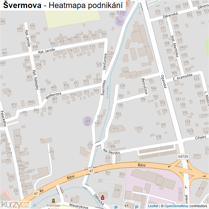 Mapa Švermova - Firmy v ulici.