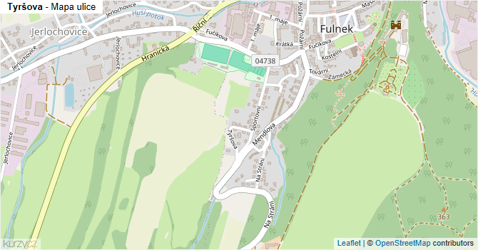 Tyršova - mapa ulice
