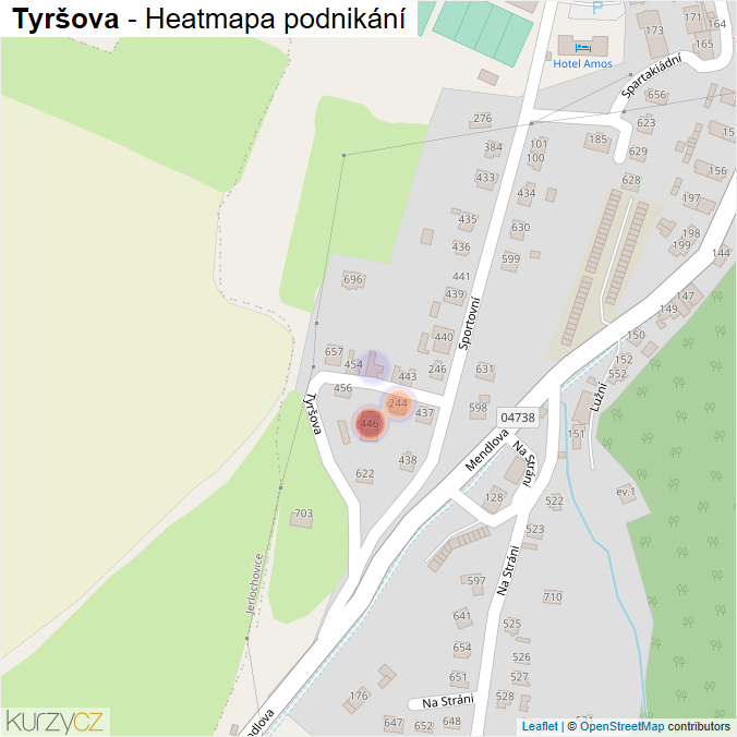 Mapa Tyršova - Firmy v ulici.