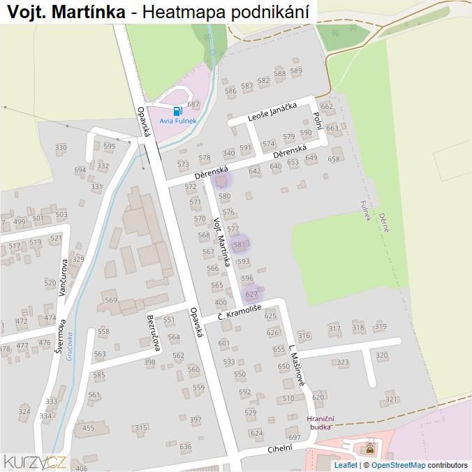 Mapa Vojt. Martínka - Firmy v ulici.