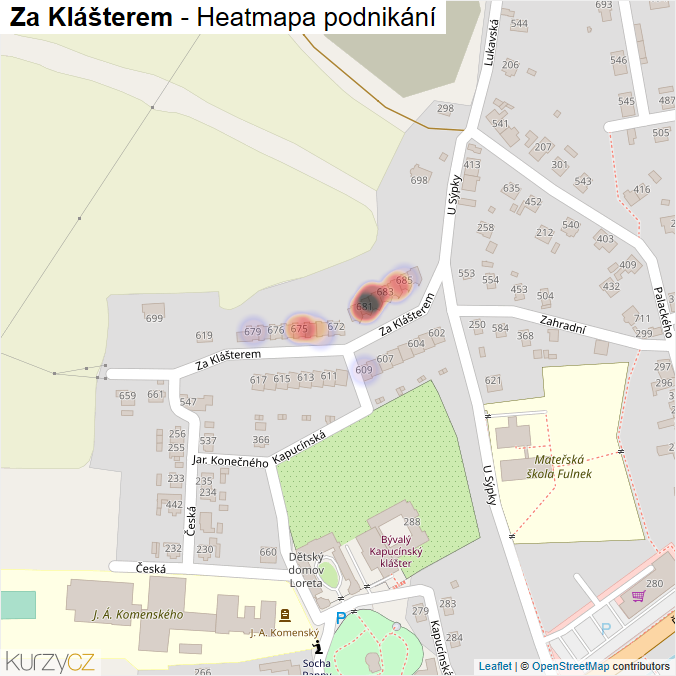 Mapa Za Klášterem - Firmy v ulici.