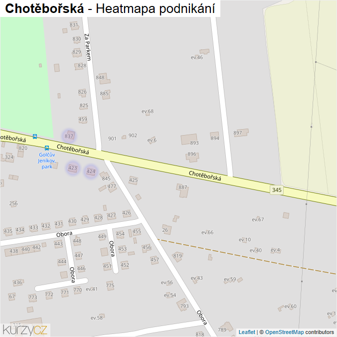 Mapa Chotěbořská - Firmy v ulici.