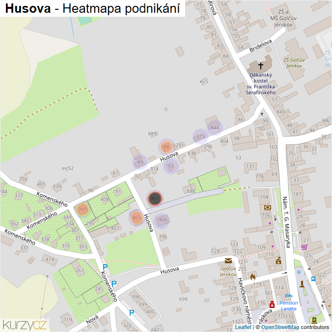 Mapa Husova - Firmy v ulici.