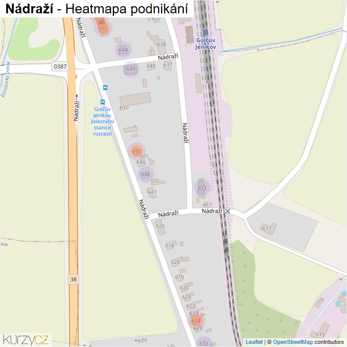 Mapa Nádraží - Firmy v ulici.