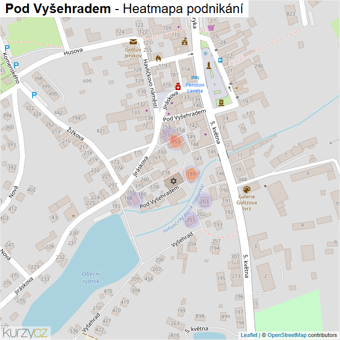 Mapa Pod Vyšehradem - Firmy v ulici.