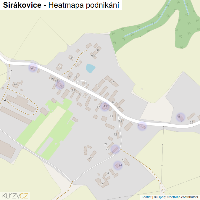Mapa Sirákovice - Firmy v části obce.