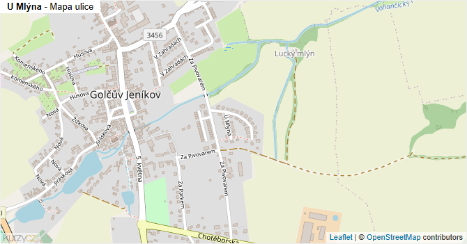 U Mlýna - mapa ulice