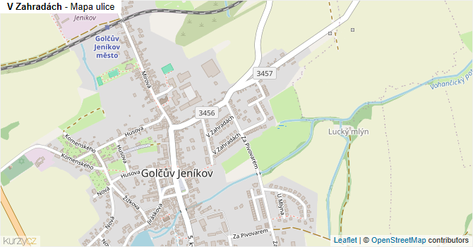 V Zahradách - mapa ulice