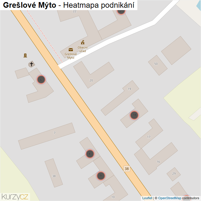 Mapa Grešlové Mýto - Firmy v obci.