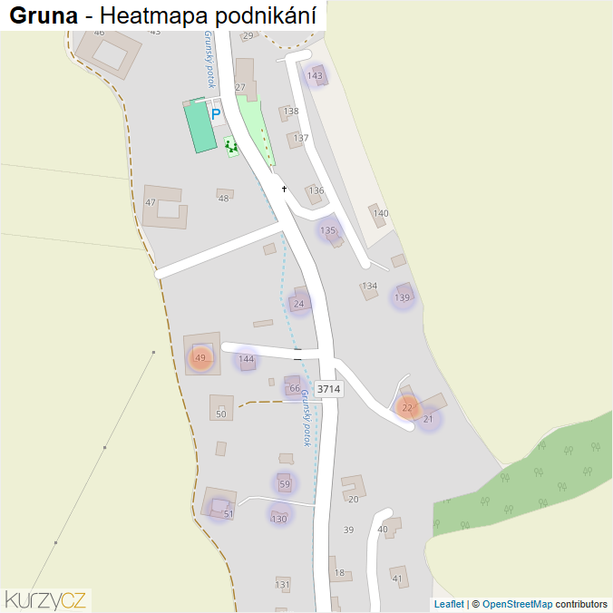 Mapa Gruna - Firmy v části obce.