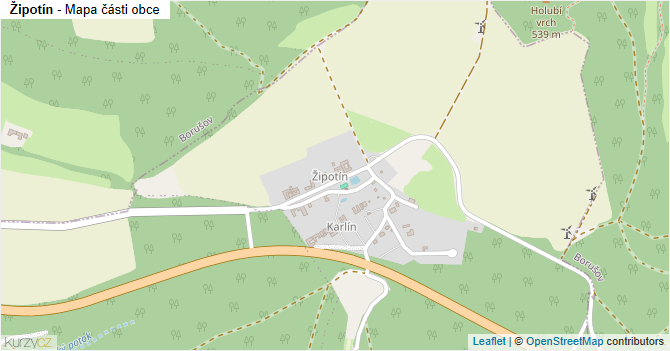 Žipotín - mapa části obce