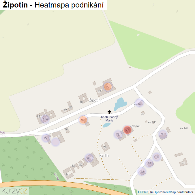 Mapa Žipotín - Firmy v části obce.
