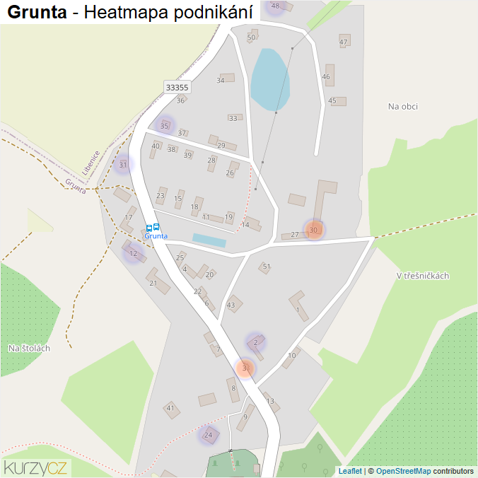 Mapa Grunta - Firmy v části obce.