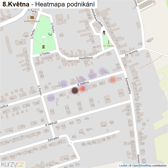 Mapa 8.Května - Firmy v ulici.