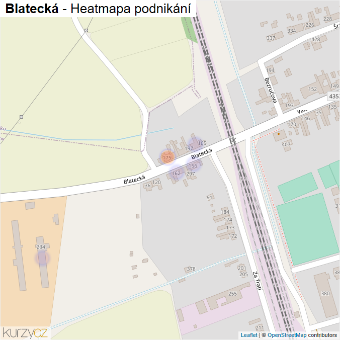 Mapa Blatecká - Firmy v ulici.