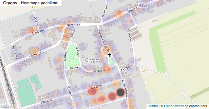 Grygov - mapa podnikání