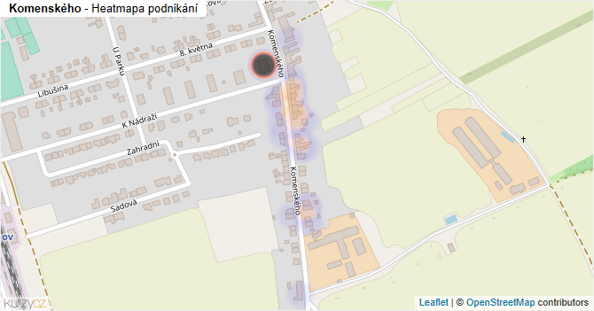 Komenského - mapa podnikání