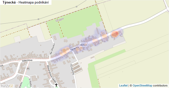 Týnecká - mapa podnikání