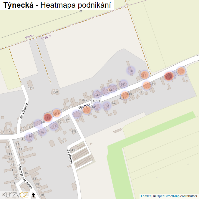 Mapa Týnecká - Firmy v ulici.