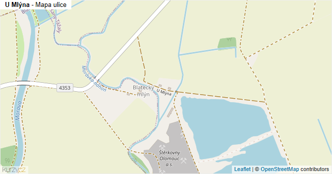 U Mlýna - mapa ulice