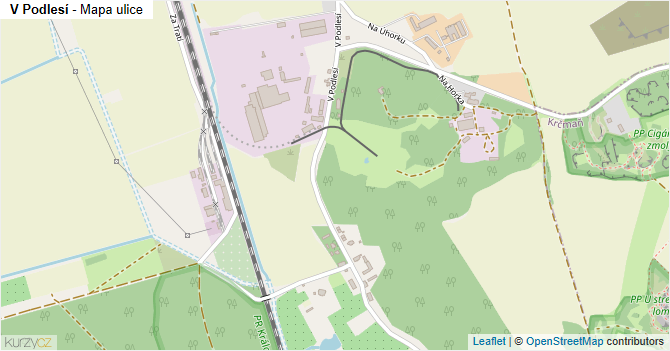 V Podlesí - mapa ulice