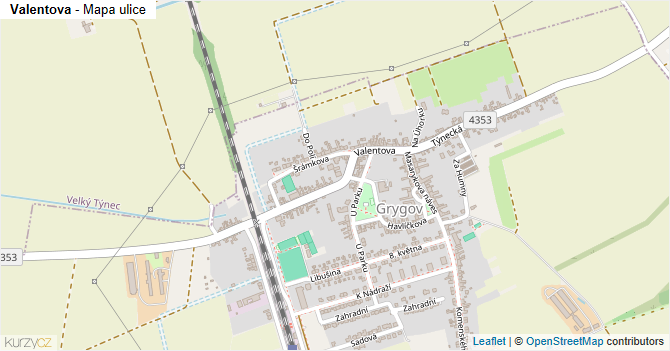 Valentova - mapa ulice