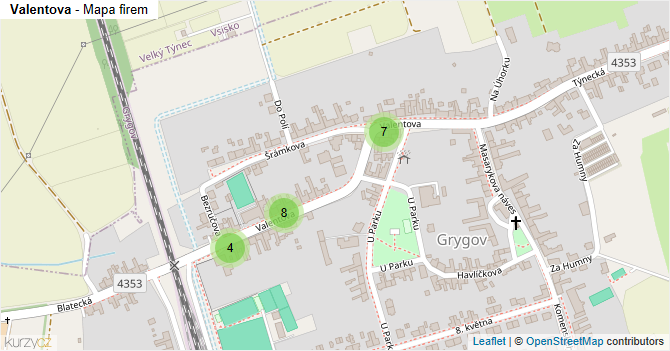 Valentova - mapa firem