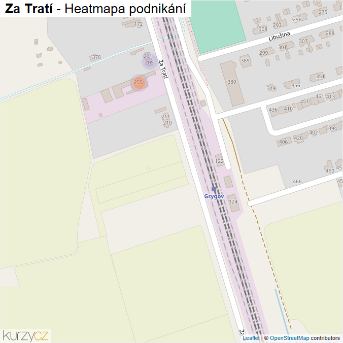 Mapa Za Tratí - Firmy v ulici.
