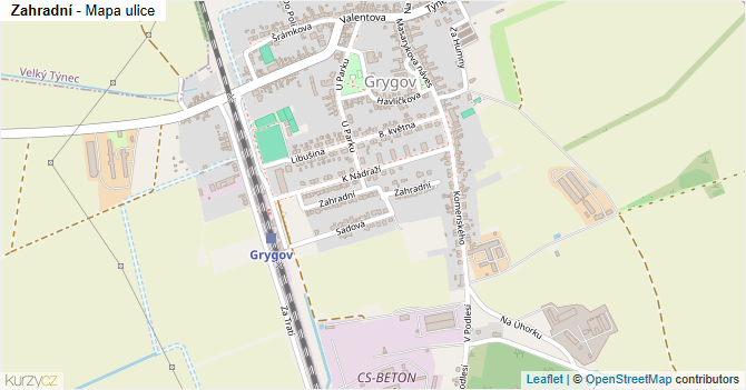 Zahradní - mapa ulice
