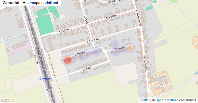 Zahradní - mapa podnikání