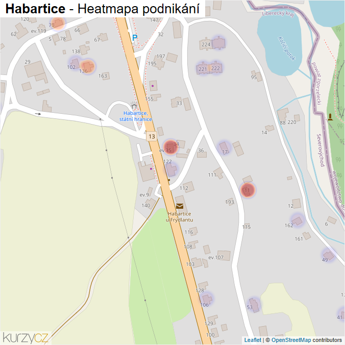 Mapa Habartice - Firmy v části obce.