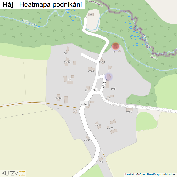 Mapa Háj - Firmy v části obce.